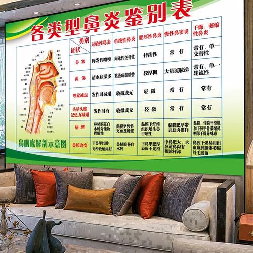 各类型鼻炎鉴别表海报挂图中医中药鼻科诊所装饰画门诊广告宣传画