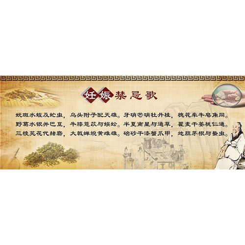 中医文化挂图海报贴画妊娠禁忌歌中医馆药房诊所医院广告墙壁贴纸